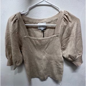 Tan Blouse/Puffy Sleeve Shirt, size XS